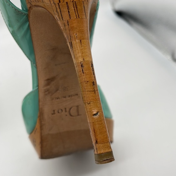 πΉSOLD πΉDior Patent Leather Peep Toe Sling Back Platform Bow DetailHeel Size 38 - Picture 11 of 12